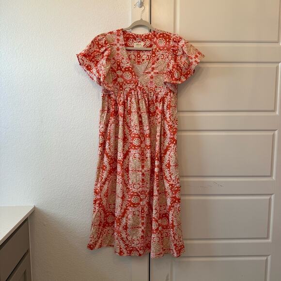 Anthro Maeve Printed Flutter-Sleeve Dress - Picture 2 of 5